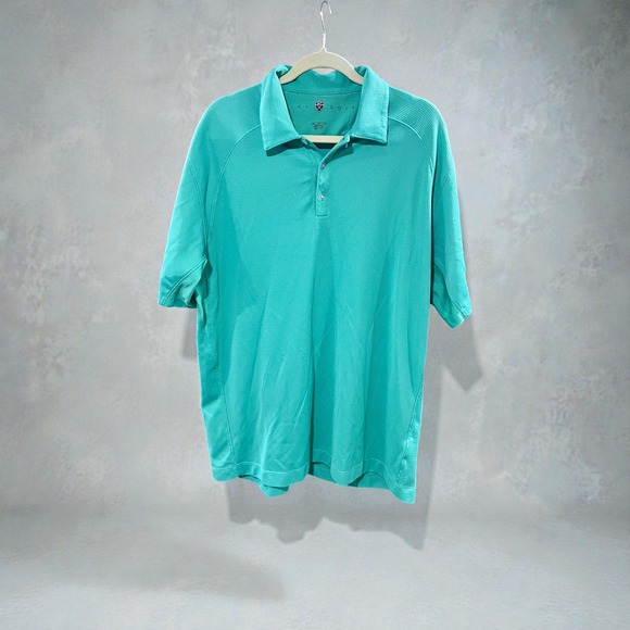 Nike Other - Nike Golf Mens Aqua Blue Textured Polo Shirt Short Sleeve Performance Top XL